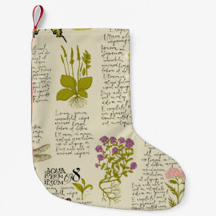 Vintage seamless pattern with handwritten text Lor Small Christmas Stocking
