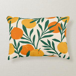 Vintage seamless pattern with mandarins. Trendy ha Decorative Cushion