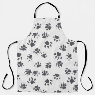 vintage seamless pattern with paw footprints of a apron