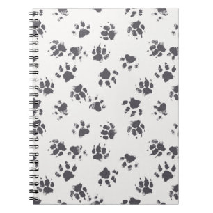 vintage seamless pattern with paw footprints of a notebook