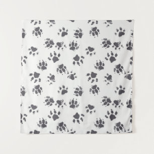 vintage seamless pattern with paw footprints of a  tapestry