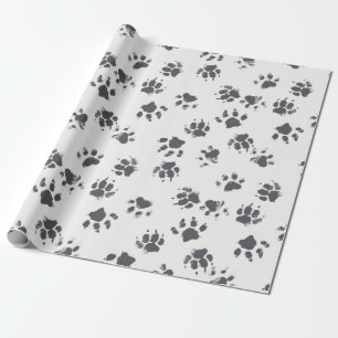 vintage seamless pattern with paw footprints of a wrapping paper
