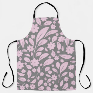 Vintage seamless pattern with pink flowers and lea apron