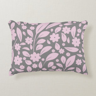 Vintage seamless pattern with pink flowers and lea decorative cushion