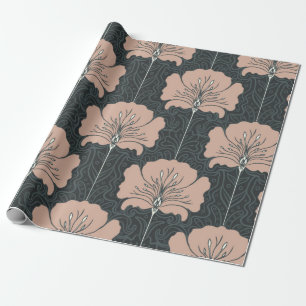 Vintage seamless pattern with pink flowers. Art no Wrapping Paper