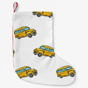 Vintage seamless pattern with school bus. bus,scho small christmas stocking