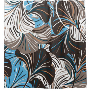 Vintage seamless pattern with striped flowers leav shower curtain