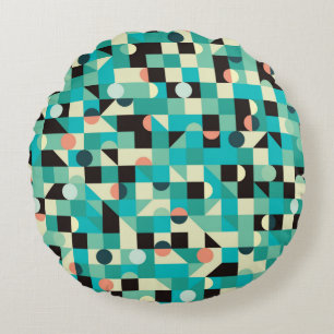 Vintage seamless pattern with triangles and circle round cushion