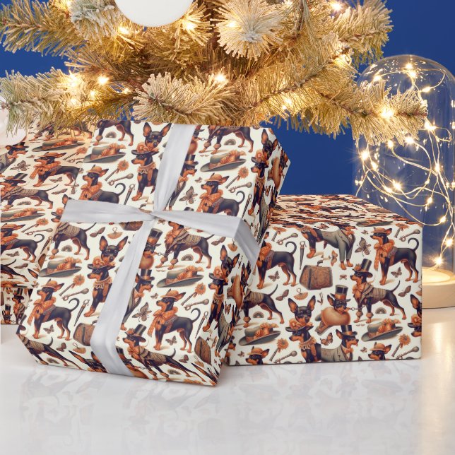 Vintage Seamless Pinscher Wrapping Paper (Holidays)