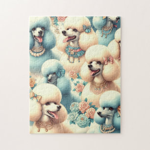 Vintage Seamless Poodle Illustration Jigsaw Puzzle