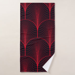 Vintage seamless red and black art deco wallpaper  bath towel