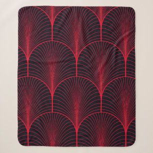 Vintage seamless red and black art deco wallpaper  sherpa blanket