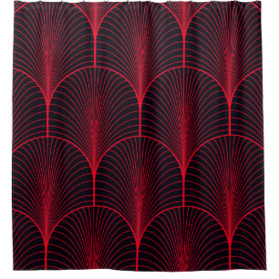 Vintage seamless red and black art deco wallpaper  shower curtain