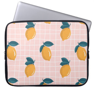 Vintage seamless summer pattern with lemons on ret laptop sleeve