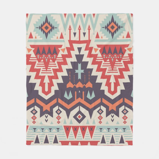 Vintage Seamless Tribal Pattern. Geometrical Ethni Fleece Blanket (Front)