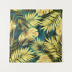 vintage seamless tropical pattern with palm leaves tapestry