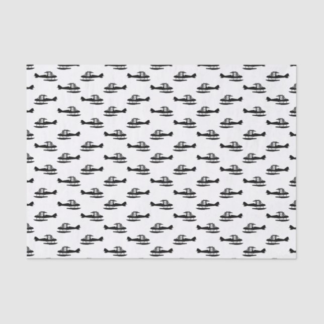 Vintage Seaplane Aeroplanes CUSTOM BACKGROUND COLO Tissue Paper (Front)