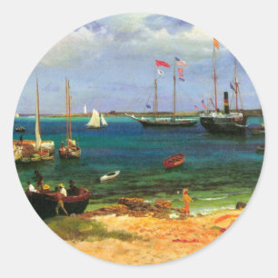 Vintage Seascape, Nassau Harbour by Bierstadt Classic Round Sticker