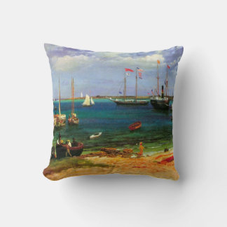 Vintage Seascape, Nassau Harbour by Bierstadt Cushion