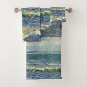 Vintage Seascape near Les Saintes-Maries-de-la-Me Bath Towel Set