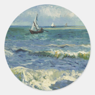 Vintage Seascape near Les Saintes-Maries-de-la-Mer Classic Round Sticker