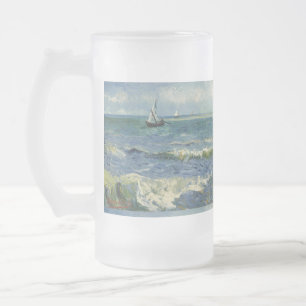 Vintage Seascape near Les Saintes-Maries-de-la-Mer Frosted Glass Beer Mug