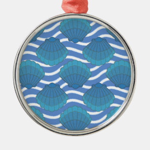 Vintage Seashell And Waves Pattern Metal Tree Decoration