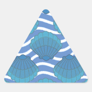 Vintage Seashell And Waves Pattern Triangle Sticker