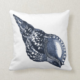 Vintage Seashell Blue Pillow