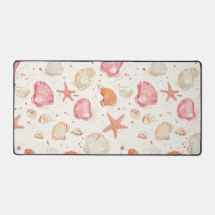 Vintage Seashell Coral Pink Terracotta Ivory Desk Mat