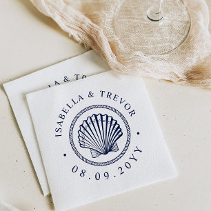 Vintage Seashell   Nautical Wedding Napkin