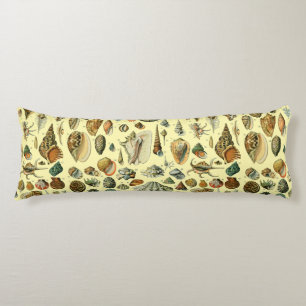 Vintage Seashell Print Adolphe Millot Coastal Body Cushion