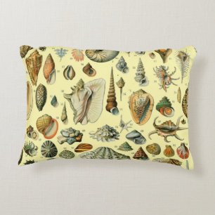 Vintage Seashell Print Adolphe Millot Coastal Decorative Cushion