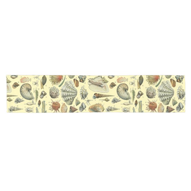 Vintage Seashell Print Adolphe Millot Coastal  Short Table Runner (Horizontal)