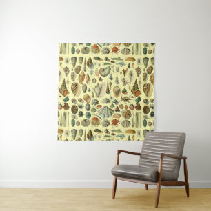 Vintage Seashell Print Adolphe Millot Coastal Tapestry