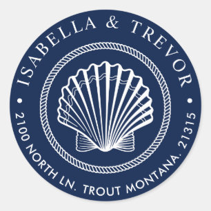 Vintage Seashell   Return Address Classic Round Sticker