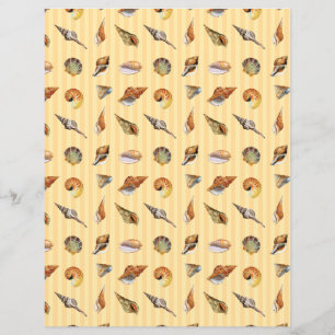 Vintage Seashell Scrapbook Paper Sand Stripe