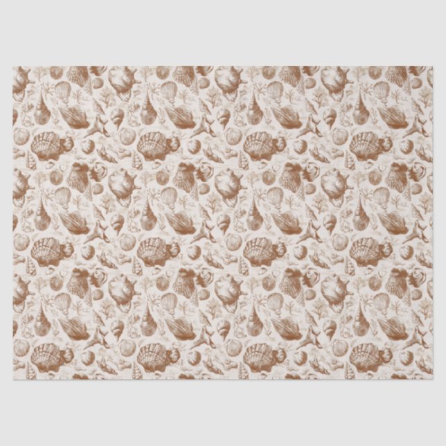 Vintage Seashell Toile Coastal Pattern (2) Tissue Paper (Front)