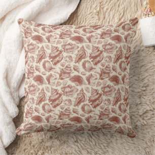 Vintage Seashell Toile Coastal Pattern (4) Cushion