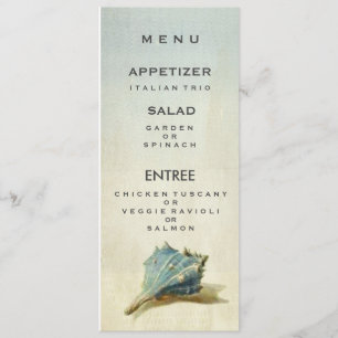 Vintage Seashell Wedding Menu Card