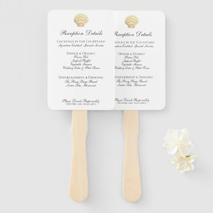 Vintage Seashell Wedding Menu Hand Fan