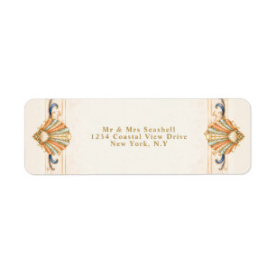 Vintage seashell wedding rsvp coral blue