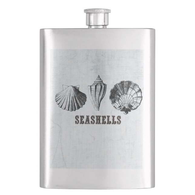 Vintage Seashells Hip Flask (Front)