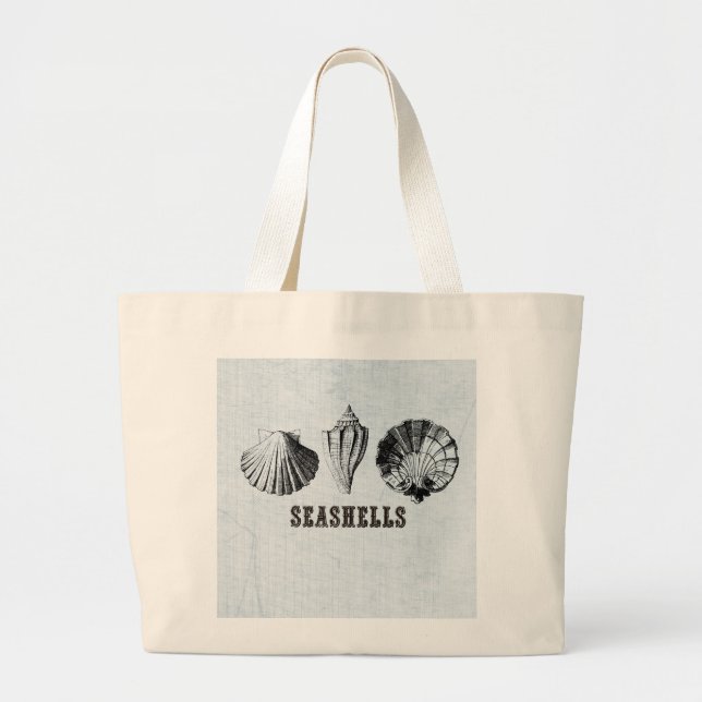 Vintage Seashells Large Tote Bag (Front)