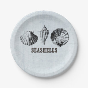 Vintage Seashells Paper Plate