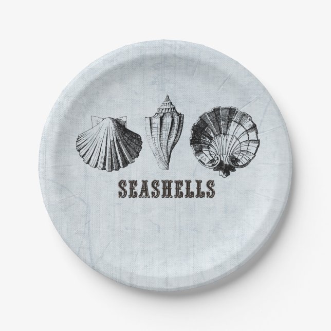 Vintage Seashells Paper Plate (Front)
