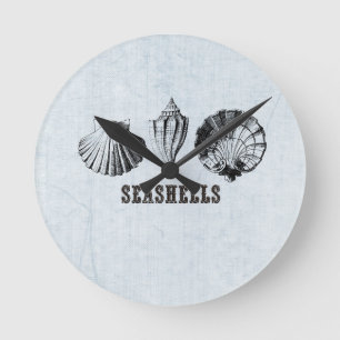 Vintage Seashells Round Clock