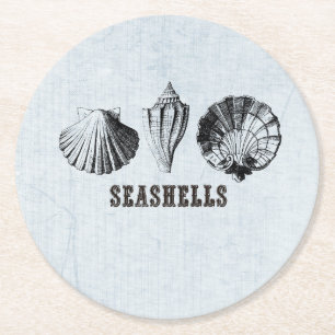 Vintage Seashells Round Paper Coaster