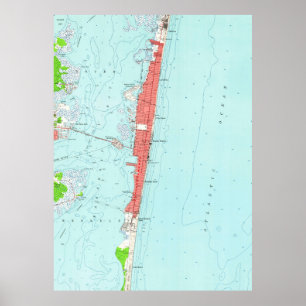 Vintage Seaside Heights NJ Map (1953) Poster