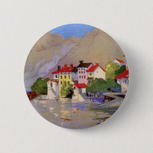 Vintage Seaside Village Italy Tourism 6 Cm Round Badge